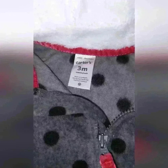 Carter's one piece winter wear. black and gray polka dot. 3 month new tags - Picture 6 of 6